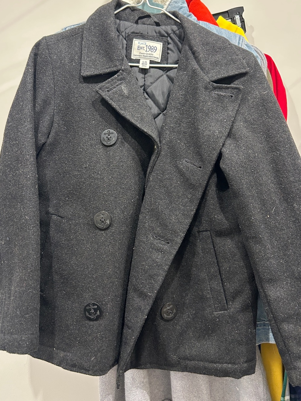 Place Black Double-Breasted Kids Peacoat